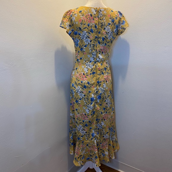 City Studio Yellow Floral Short Sleeve Maxi Dress - Picture 9 of 11